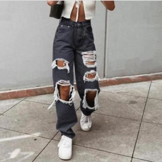 Pantalon noir a trou deals