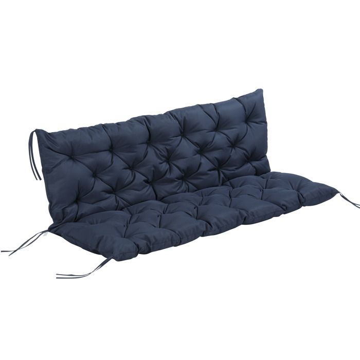 Coussin de banc - Outsunny - matelas assise dossier jardin canapé 3 places grand confort - tissu - 150x98x8cm - bleu