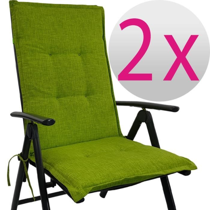 2x Coussins pour chaise longue Tino 118 x 50 x 5,5 cm en vert