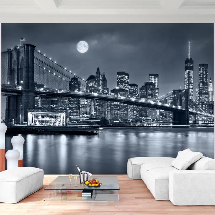 Papier Peint New York Noir Et Blanc - 11m² Intissé Chic Pour Salon Ou Bureau