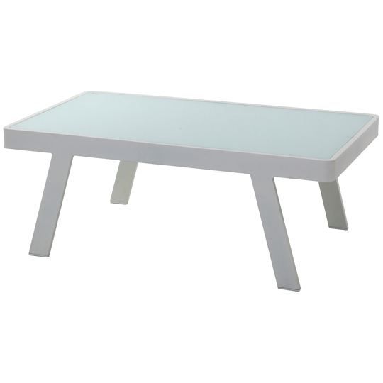 Table Basse De Jardin Alu Blanc Plateau En Verre Achat Vente