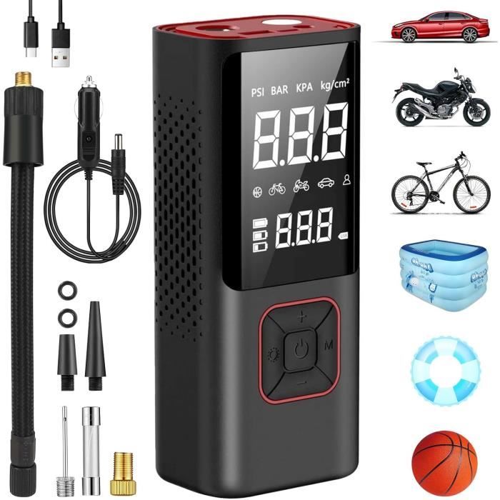 Pompe à Air électrique Portable 150 PSI - Sans Fil, Batterie 6000 MAh, Recharge USB-C Pour Voiture Vélo - 10