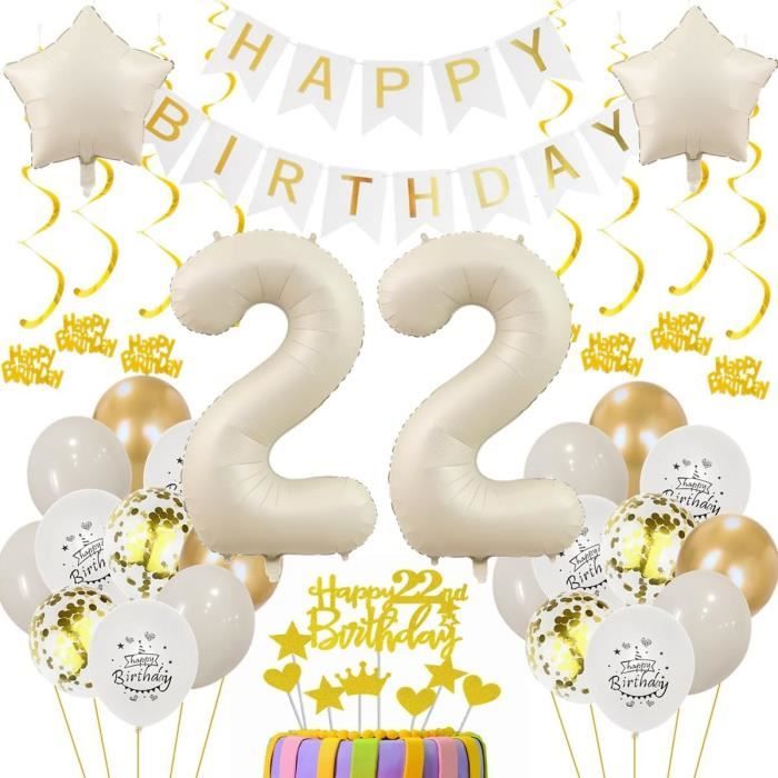 22 Ans Anniversaire Décoration Femmes 22 Anniversaire Beige Or Ballon 22 Anniversaire Décoration