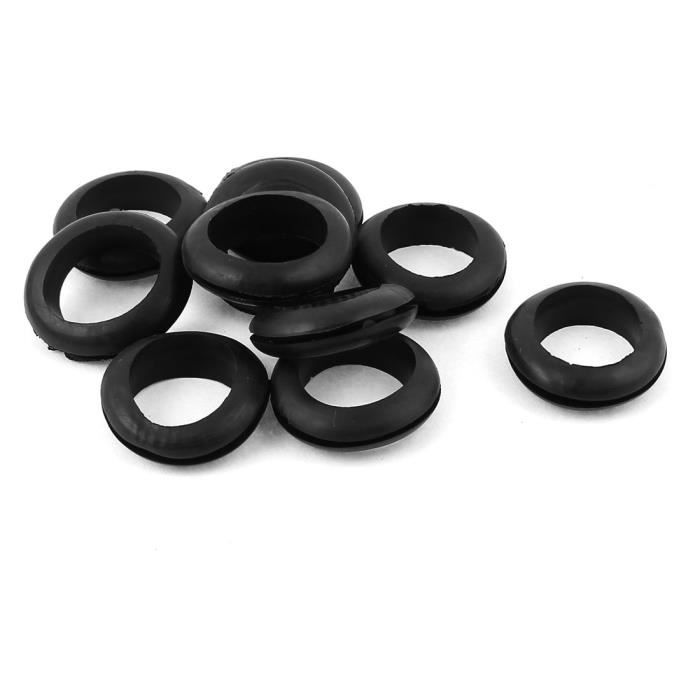 30 Passe-fils Caoutchouc Noir 10mm Double Face - Uxcell - Neuf