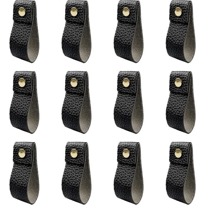 QUCUMER Lot De 6 Poignee Cuir Poignées De Meuble En Cuir Poignée De
