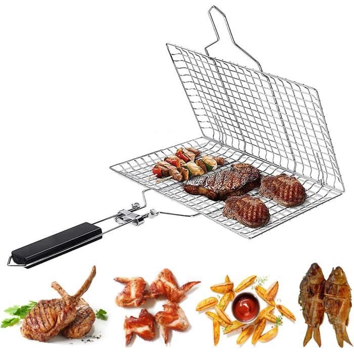 Grand Panier De BBQ Portable - Panier De Barbecue Pliable Pour Poissons, Légumes