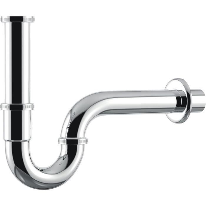 Siphon Universel Pour Évier 1½ Avec Prise Lave-Vaisselle - Sortie 40 Mm, Hauteur Réglable 130-300 Mm - Gain De Place, Blanc