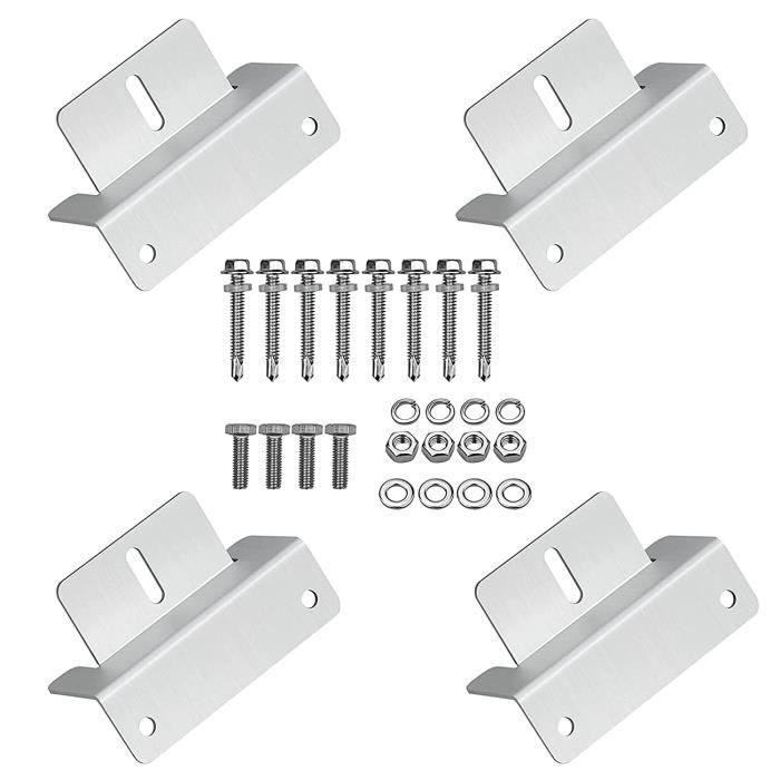 8 Supports Z Aluminium Pour Panneaux Solaires – Fixation Robuste Avec 16 Boulons & Écrous, Idéal Toit, Bateau, Camping-Car