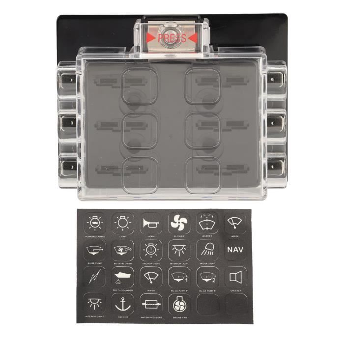 Porte-Fusible Double Borne Pour Batterie Voiture - Courant 30-500A, Tension 58V - Matière ABS Et Cuivre Nickelé