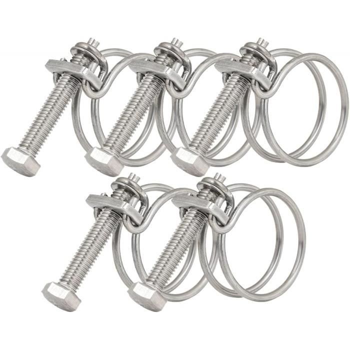 10 Colliers De Serrage Acier Inoxydable - Double Fil - Réglables 59-64mm - Pour Tuyaux