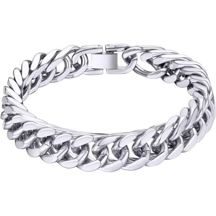 Collier Homme Robuste Antirouille Chaîne Gourmette En Acier Inoxydable Massif 10 Mm - Poli Brillant, Longueurs 45 à 65 Cm - Avec Boîte à Bijoux - Homme/Femme Bijou Homme Cadeau Boîte Incluse