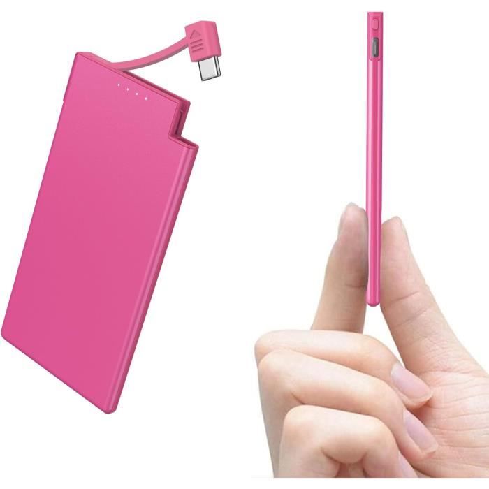 Powerbank 10000 MAh Avec Câble Type-C Intégré - Charge Rapide PD 22,5 W, Triple Sortie - Compact 9x9x4 Cm - 9