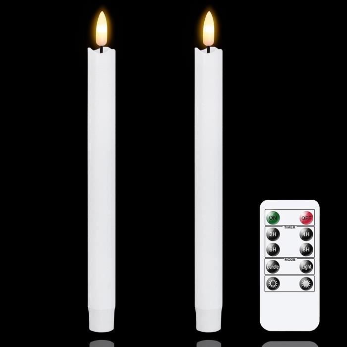 Eywamage Lot De 3 Bougies LED Blanches Sans Flamme Avec Minuterie à Distance, Bougies Sculptées à Piles Scintillantes 7,6 Cm H 10,2 Cm 12,7 Cm 15,2 Cm