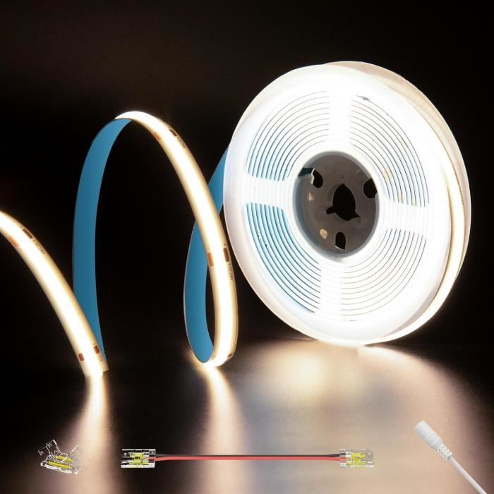Ruban LED COB 5m 12V, 4000K Blanc Naturel, 320 LED/m, Découpable - Pour éclairage Intérieur