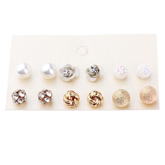 Multicolore Lot de 6 L&D Boucles D'Oreilles Double Boule Mat Multicolore Lot de 6 L&D Boucles D'Oreilles Double Boule Mat