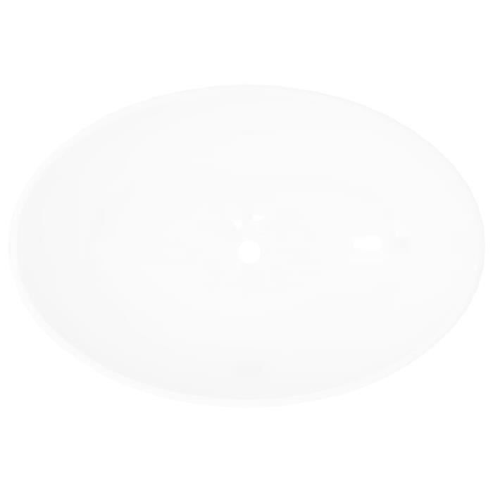 Lavabo Ovale En Céramique Blanc 40 X 33 Cm - Design Moderne Élégant Pour Salle De Bain