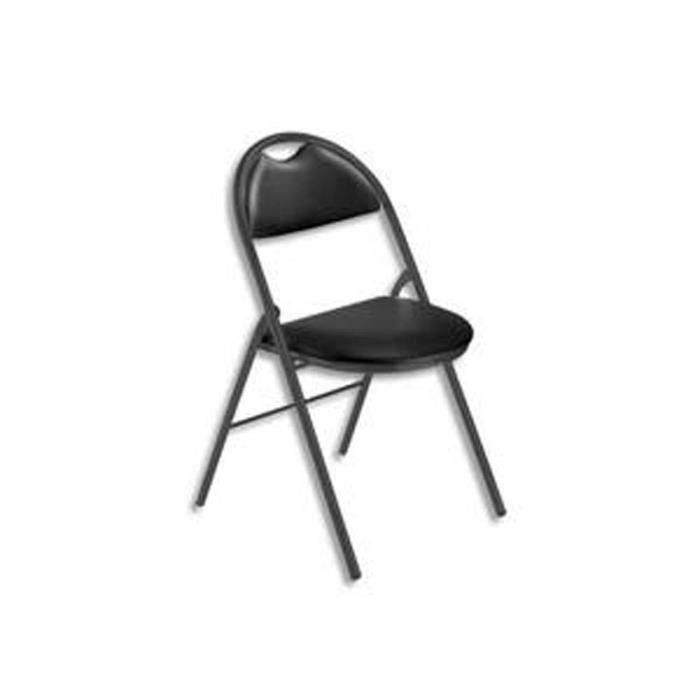 Chaise pliante Arioso en simili cuir noir 4 pieds tube époxy noir avec patins de protection Chaise pliante Arioso en simili cuir noir 4 pieds tube époxy noir avec patins de protection