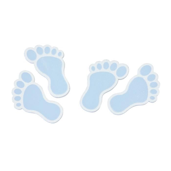 Lot De 100 Confettis En Bois Forme Petits Pieds De Bebe Bleu Cdiscount Maison