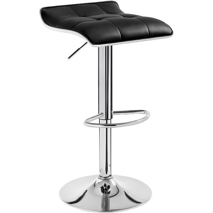 WOLTU Tabouret de Bar en Cuir synthétique et Acier chromé tabourets avec Caoutchouc Anti-dérapant Noir