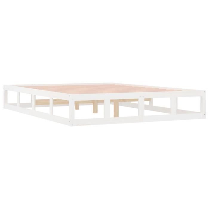 fhe - cadre de lit blanc 120x190 cm petit double bois massif - haute qualite yosoo - dx0204