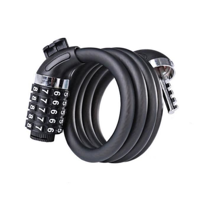 Antivol Vélo Câble Spiralé 120 Cm - Diamètre 12 Mm - Avec Support De Montage Et 2 Clés - Pour Vélo, Skate, équipement De Jardin - 8