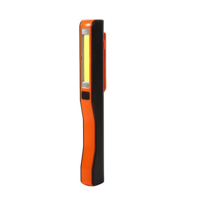1pc portable lampe de poche usb rechargeable aimant clip lampe de travail lumière d'inspection (orange)