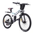 26" Vélo électrique pliant, VTT Electrique Femmes et Hommes, vélo en alliage d'aluminium avec 21 vitesses, Adulte Unisexe, Blanc-1