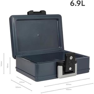 Coffre-Fort Ignifuge Étanché Tresor 16L - Double Sécurité Acier, Serrure Combinaison + Clés, Montage Mural Ou Sol, Gris