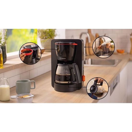 Bosch MyMoment TKA3M131 Machine à Café Filtre - Carafe Verre, AromaPlus, Arrêt Auto - Blanc