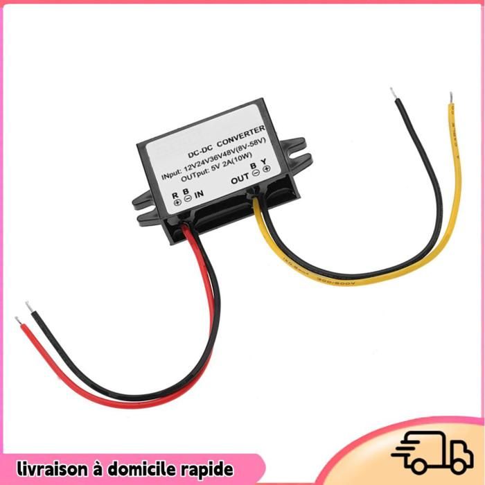 Convertisseur Abaisseur DC-DC 12V/24V/36V/48V Vers 5V 2A - Module Étanche