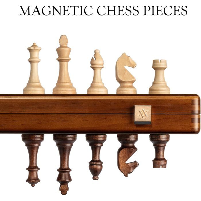 Jeu D’Échecs En Bois Pliable – 42 Cm – Pièces XL (46-85 Mm) – Fait Main – Voyage – Master Of Chess