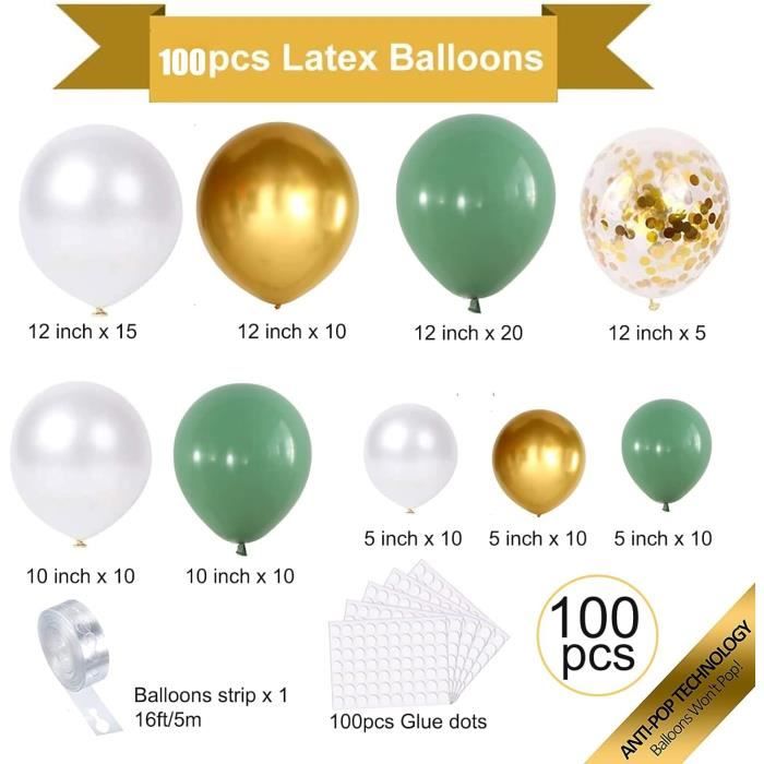 Ballon Blanc Lot De 60 Ballons En Latex Vert Marron 30 Cm Vert Sauge Beige Marron Decoration Jungle Bapteme