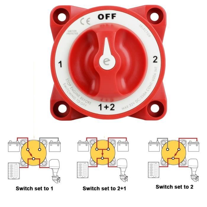 Interrupteur de déconnexion de batterie On / off Voiture Interrupteur de  déconnexion de batterie pour voiture / suv / camion (rouge) (1pcs)