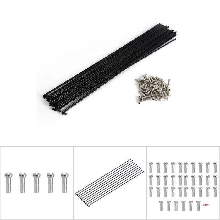 36 Pièces Rayons De Vélo 14G 140mm En Acier Noir - Rayons VTT Montagne Solides Et Durables