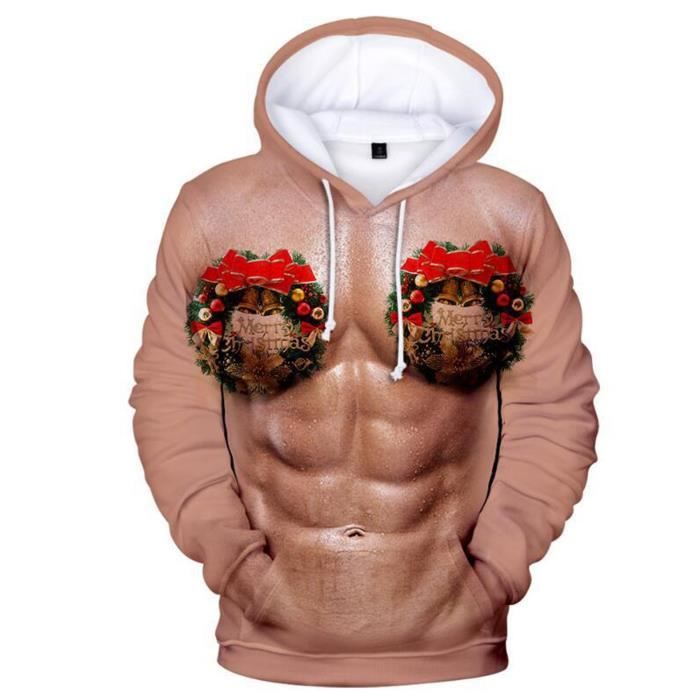 Sweat Homme Femme Pull manches longues avec poche capuche et