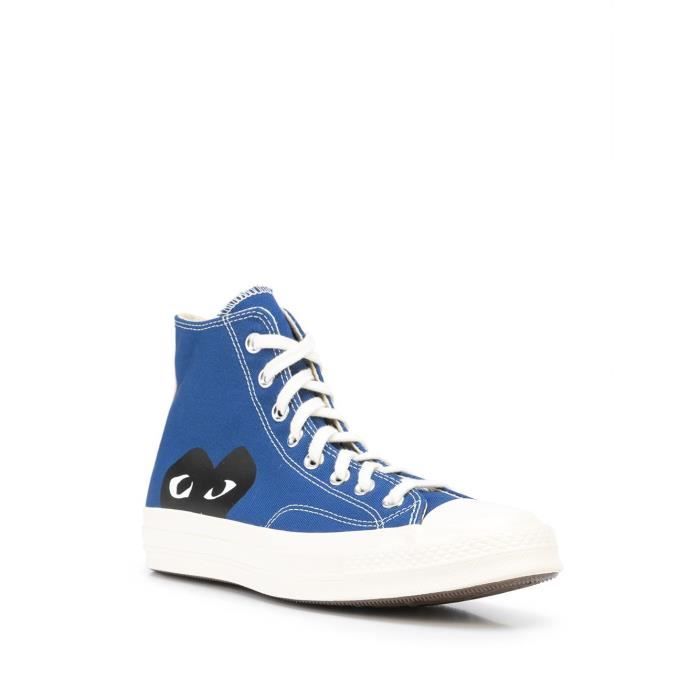COMME DES GARCONS PLAY FEMME P1K122BLUE BLEU COTON BASKETS MONTANTES Bleu Cdiscount Chaussures