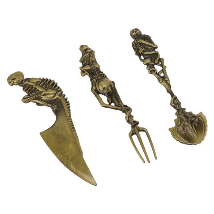 Couvert De Table Cuillère D'halloween Cuillère à Mélanger Le Café En Acier Inoxydable Avec Tête De Citrouille Cuillère à Dessert En Acier Inoxydable Set Vaisselle 6 (Black, 15x3.3x1.9cm