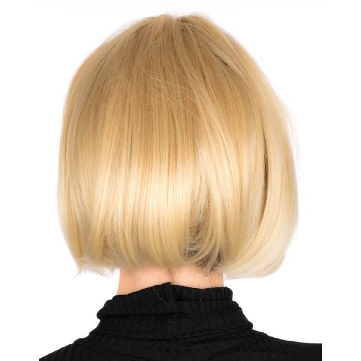 Perruque Blonde De Luxe Carre Plongeant Avec Frange Tres Grande Qualite Cheveux Synthetique Femme Blond
