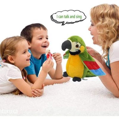 Perroquet Parlant Animé 22 Cm - Répète Vos Paroles - Peluche Interactive - Cadeau Noël Enfant - Piles AAA