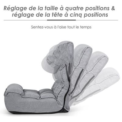COSTWAY Chaise de sol réglable, canapé pliable avec 5 positions