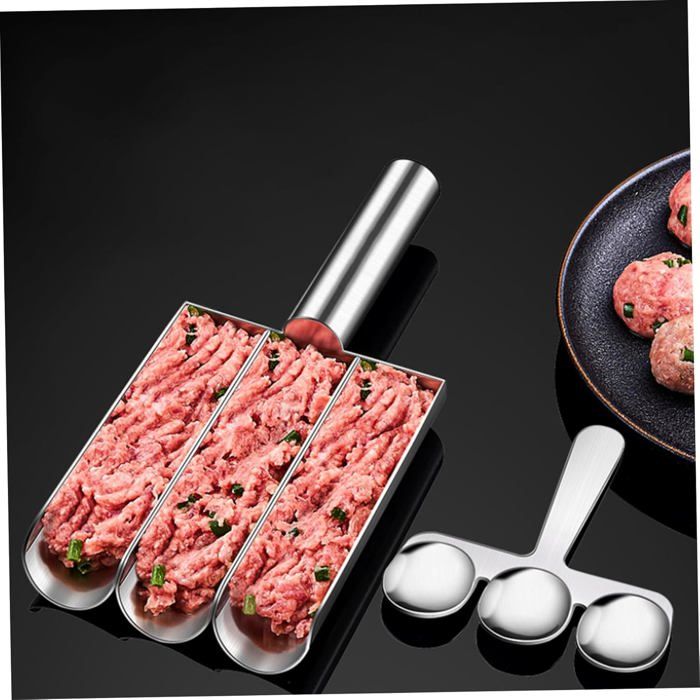 Cuillère à Boulettes De Viande En Acier Inoxydable - 2 Tailles (Petit/Grand Trou) - Outil Antiadhésif Pour Boulettes Maison - 6