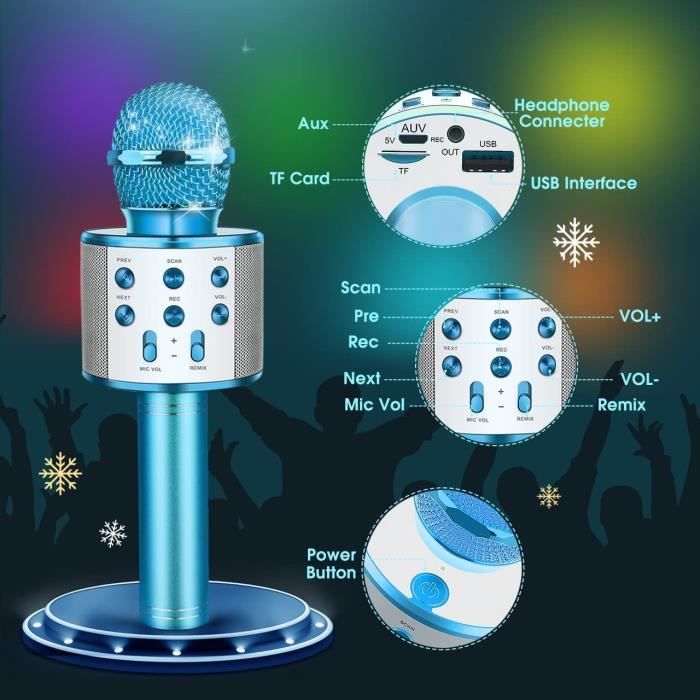 Microphone GENERIQUE SHOP-STORY - Micro de karaoké sans fil avec Fonction bluetooth - Noir