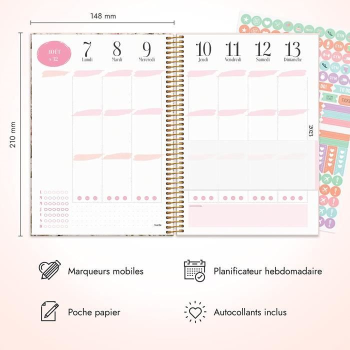 Burde kalenteri 2024 Life Planner Pink