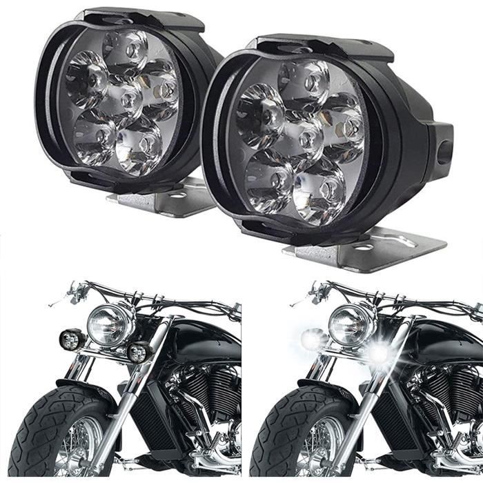 2pcs 15W Phare Moto Feux Additionnels LED Phares Avant Moto Anti Brouillard  Projecteur Spot LED Moto