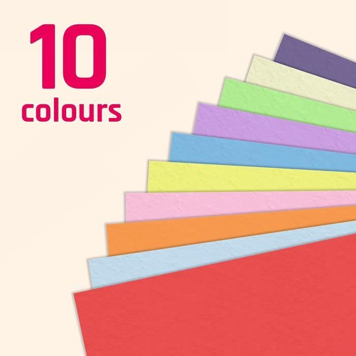 100 feuilles, A4 120 g-m² Papier Couleur Cartonné Coloré - 10 Couleurs [10]  - Cdiscount Beaux-Arts et Loisirs créatifs