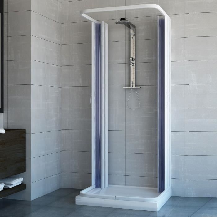 CABINE DE DOUCHE IDRALITE REPLAY 2 ANTES - 140x185 Cm - VERRE TRANSPARENT - PORTES COULISSANTES OUVERTURE CENTRALE