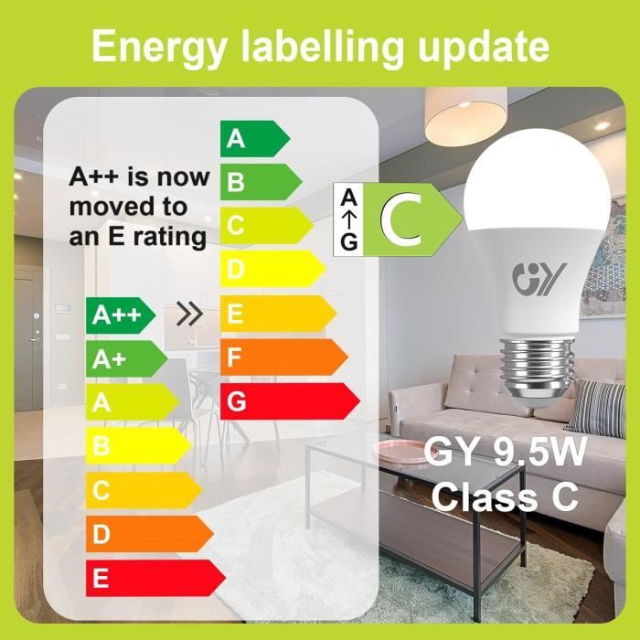 GY Lot 6 Ampoules LED E27 4.9W 807 Lumens Blanc Chaud 3000K - Économie D'Énergie