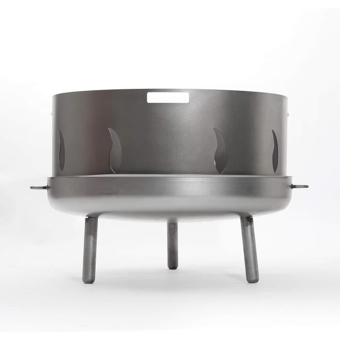 Brasero Moderne HHP En Béton Léger - 52 Cm Avec Grille Amovible Et Attrape-Étincelles - 10 Kg Stable Pour Jardin