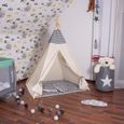 Tente pour enfant en coton SPRINGOS® - 160x120x100 cm - Zigzag noirs-3
