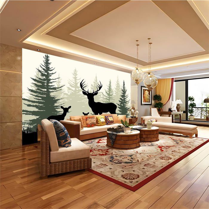Papier Peint Intissé Moderne 250x104 cm - Paysage forestier - Wallfluent | Leroy Merlin